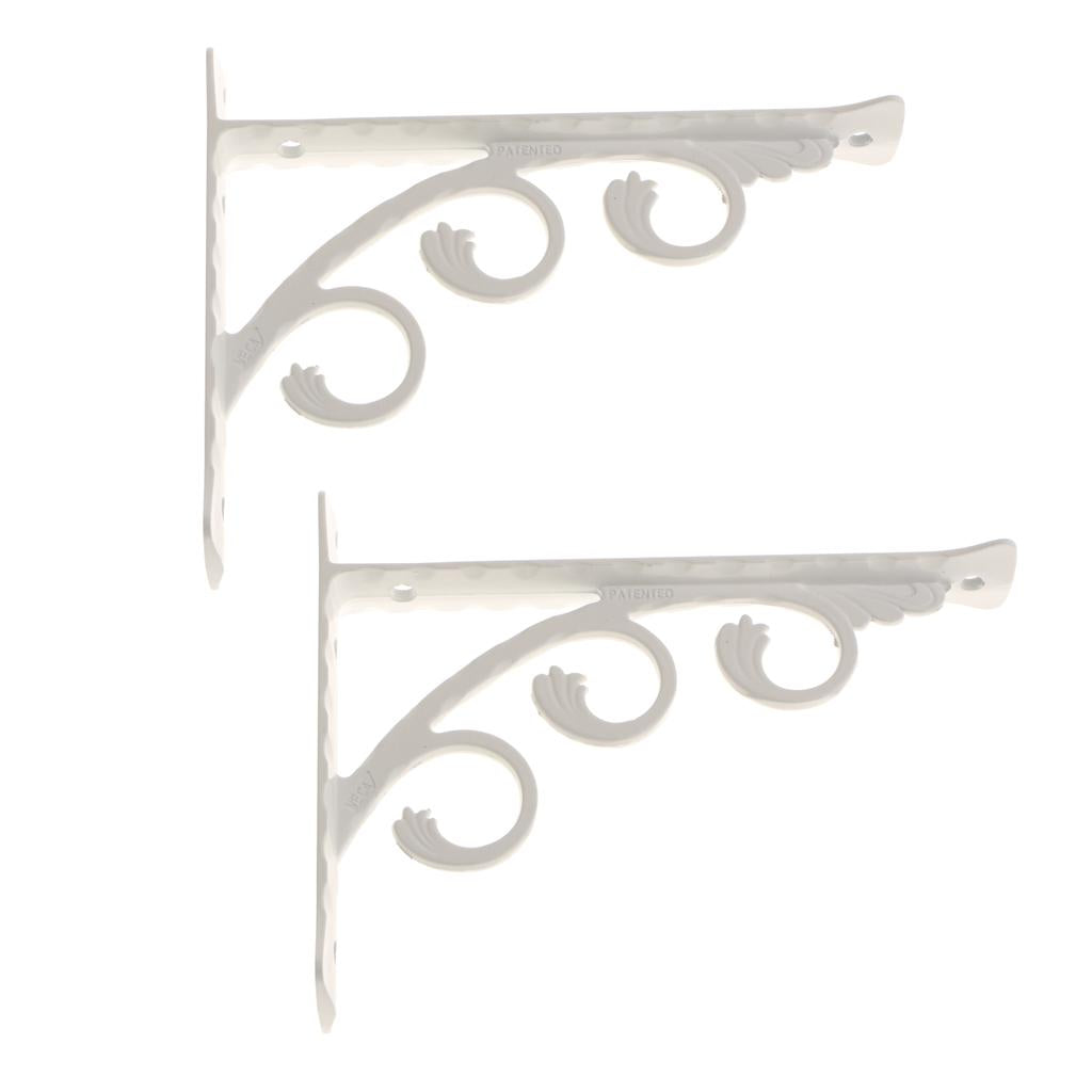 Decorative Wall Shelf Brackets, 2 Pack Heavy Duty Corner Shelf Supporter for Bookshelves, Bedroom/Kitchen/Office Shelves, Metal Brackets (White) , 12x15cm