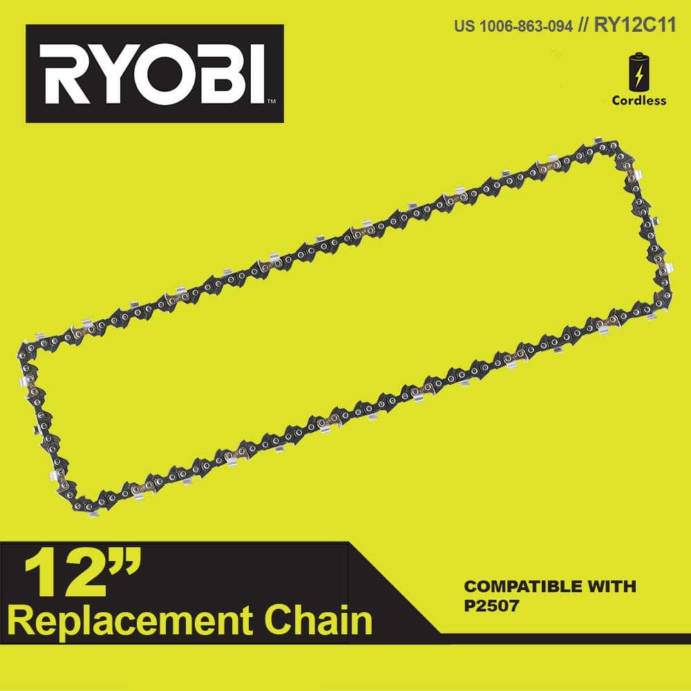 RYOBI ONE HP 18V Brushless Whisper Series 12 in Battery Chainsaw w Extra Chain Bar and Chain Oil 60 Ah Battery and Charger