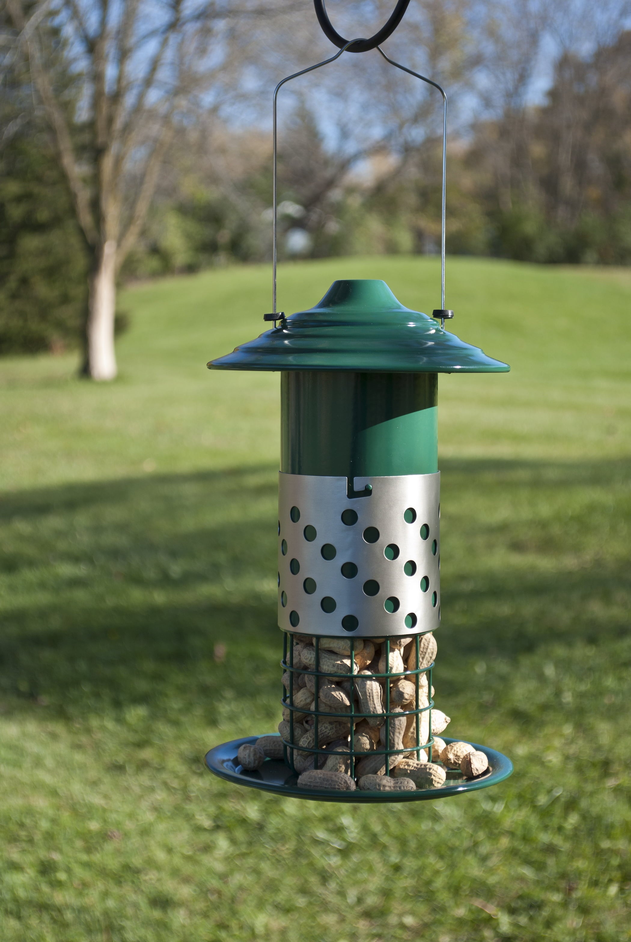 Panacea Products Metal Wild Bird  Tube Feeder， Green-1 lb Capacity