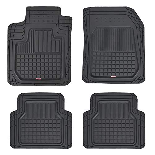 Motor Trend Flextough Semi-Custom Fit Car Floor Mats for Auto - Odorless Heavy Duty Rubber Floor Liners 4 Pieces Set - Trimmable (Black)， Model Number: MT180