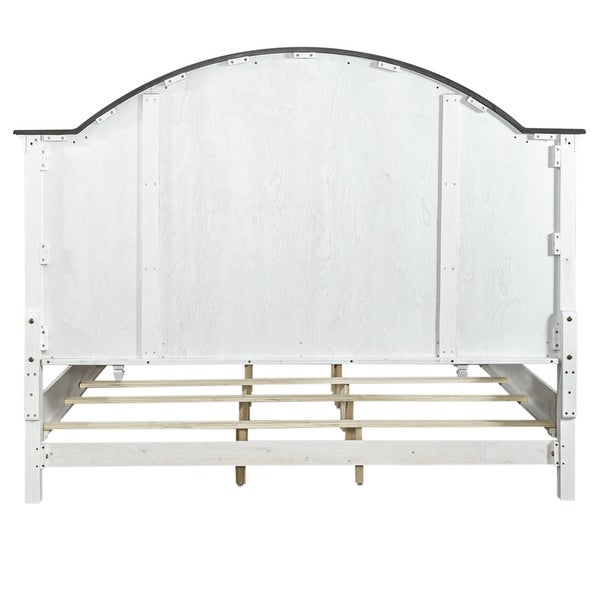 Allyson Park Wirebrushed White Charcoal King Arched Panel Headboard - - 36116008