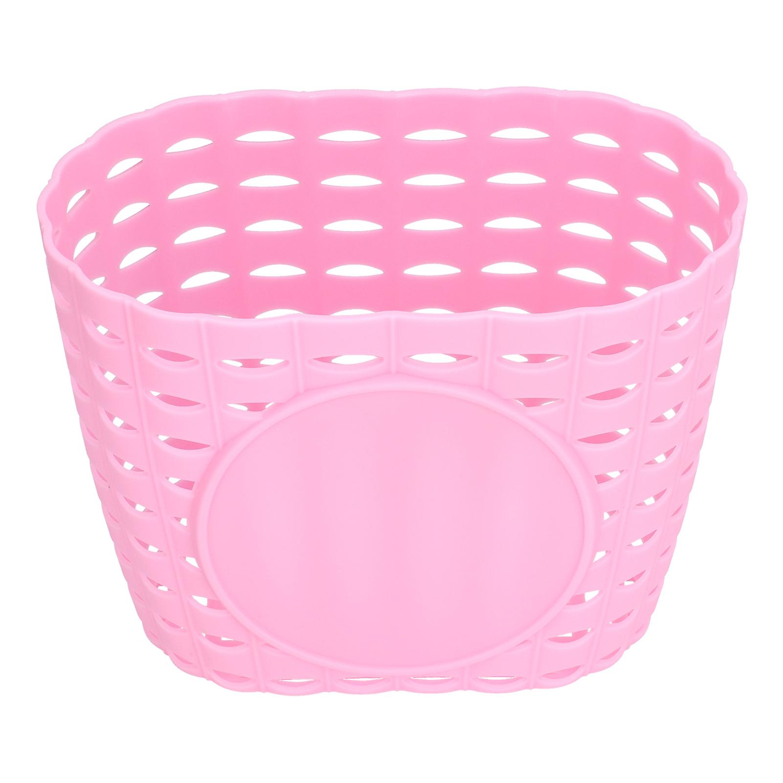 Front Basket Thickened Plastic Wear-resistant And Durable Children's Bicycle Stroller Shopping Hanging Basket Pink