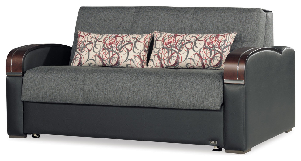 Modern Sleeper Loveseat  Elegant Arms  ampStitched Padded Polyester Seat   Contemporary   Sleeper Sofas   by Decorn  Houzz