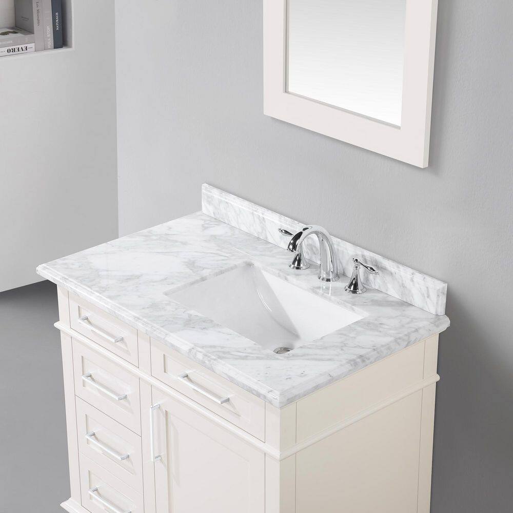 Home Decorators Collection Sonoma 36 in. W x 22 in. D x 34.50 in. H Bath Vanity in Off White with Carrara Marble Top Sonoma 36OW