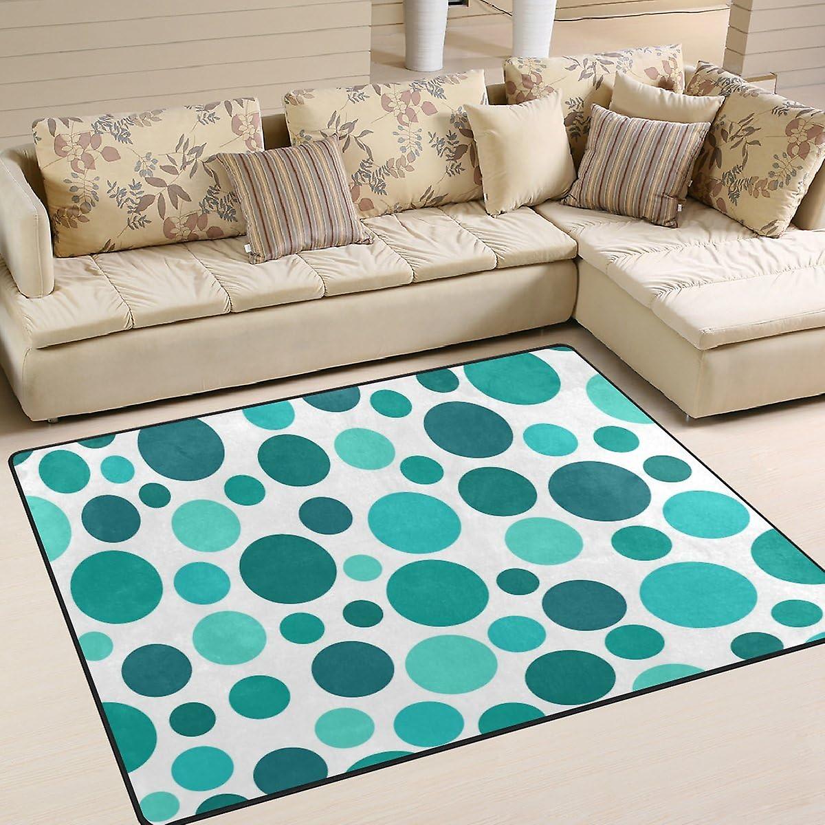 Green Polka Dot Pattern Area Rug Carpet 63 X 48 Inch For Living Room Bedroom Decor For Kids Carpet Mat