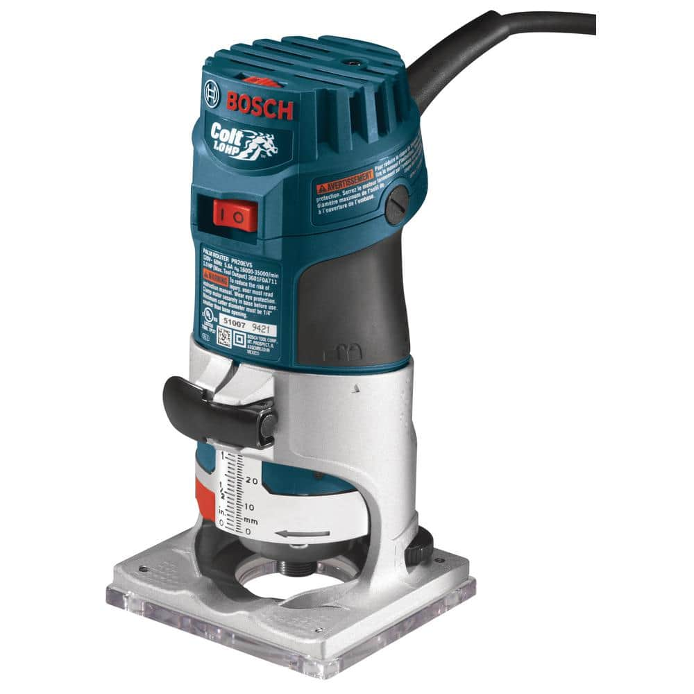 Bosch 5.6 Amp 1.0 HP 120-Volt Variable-Speed Fixed Base Corded Palm Router PR20EVS