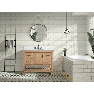 Ari Kitchen and Bath Marina 42 in. Single Vanity in Driftwood with Marble Vanity Top in Carrara White AKB-MARINA-42DW