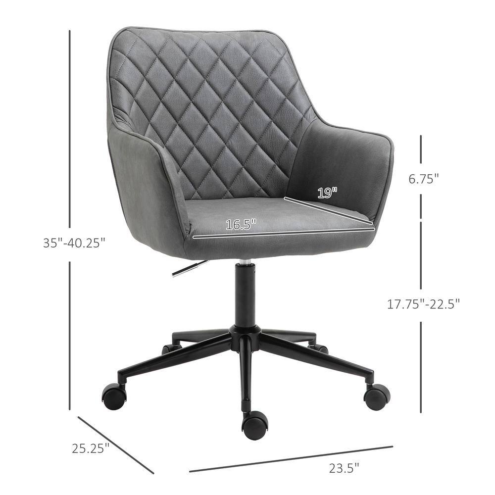 Vinsetto Dark Grey, Mid Back Modern Home Office Chair Swivel Computer Desk Chair with Adjustable Height, Microfiber Cloth 921-371V80CG