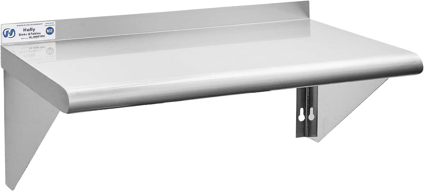 Stainless Steel Shelf 230 lb, NSF Commercial Wall Mount Floating Shelving for Restaurant, Kitchen, Home and Hotel