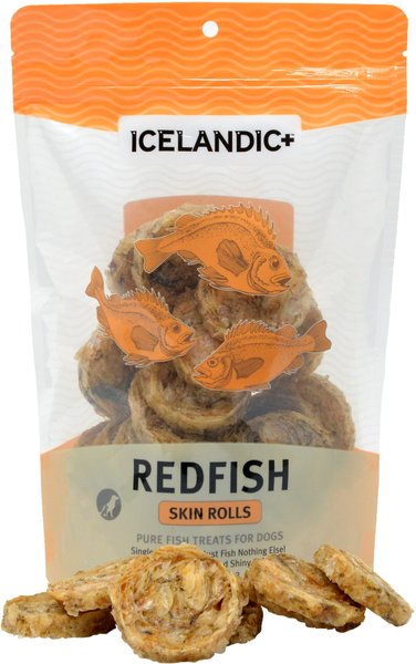 Icelandic+ Redfish Skin Rolls Fish Dog Treat， 3.0-oz bag