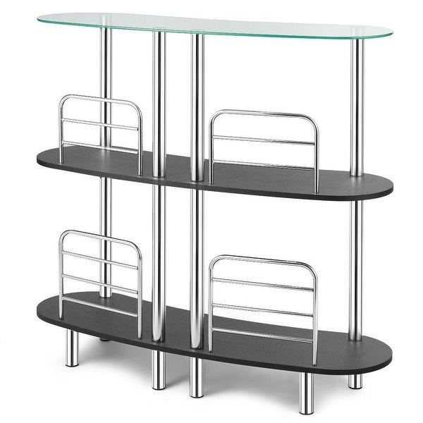 3-tier Bar Cabinets Table with Tempered GlassTop - 43.5