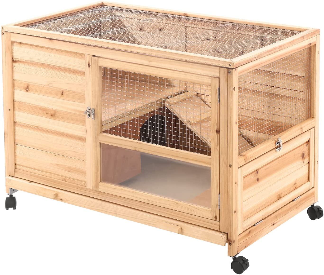 Yoleny Rabbit Hutch Wooden Bunny Hutch Indoor Rabbit Cage Outdoor， Guinea Pig Cage Hedgehog Cage Small Animal Cage