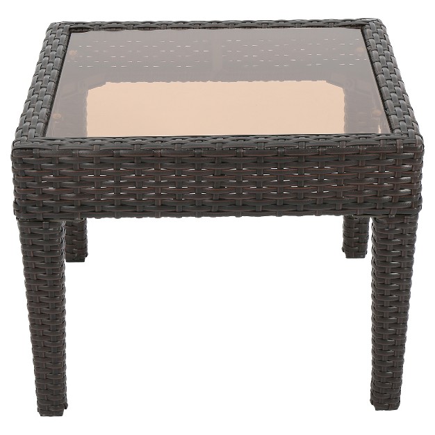 Antibes Wicker Patio Accent Table Brown Christopher Knight Home