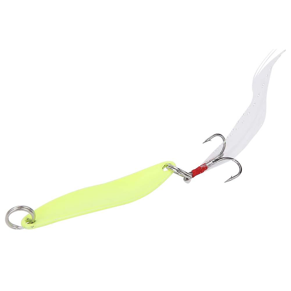 Luminous Metal Spoon Spinner Lure Hard Fishing Bait With Treble Hook Skirt (7g)