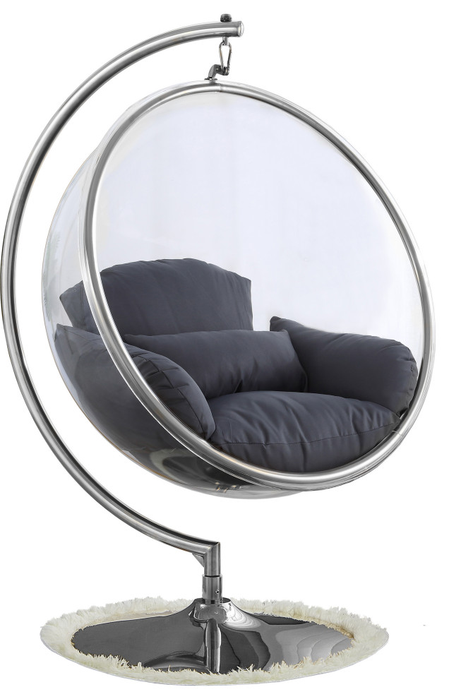 Luna Metal Acrylic Swing Bubble Accent Chair With Stand   Contemporary   Hanging Chairs   by Meridian Furniture  Houzz