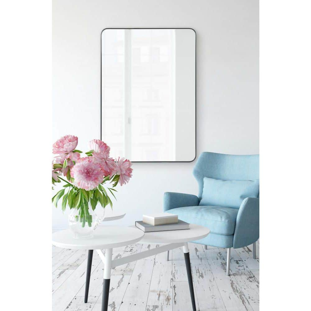 Kate and Laurel Zayda 30.00 in. W x 41.96 in. H Black Rectangle Decorative Wall Mirror 223983