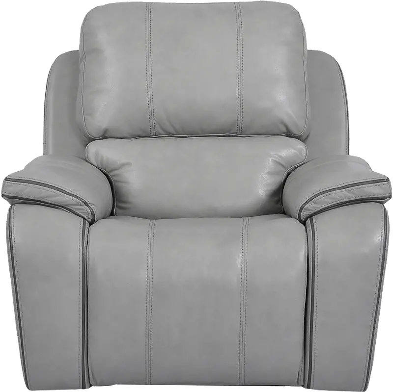 Harry Mist Light Gray Leather-Match Power Recliner