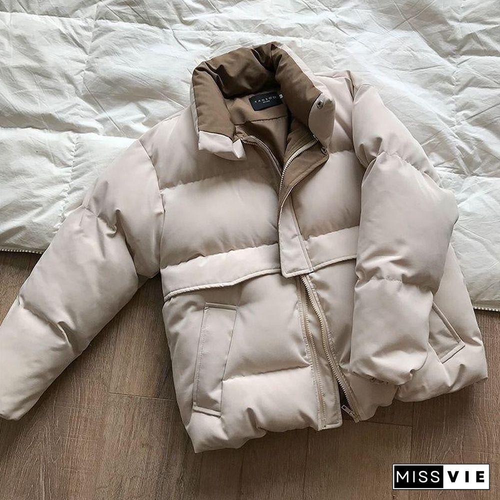 Oversized Quilted Winter Puffer Thick Warm Padded Puff Parka Jacket