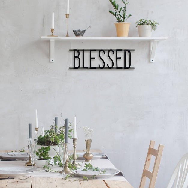 X 18 7 quot Blessed Decorative Metal Wall Sign Black Prinz