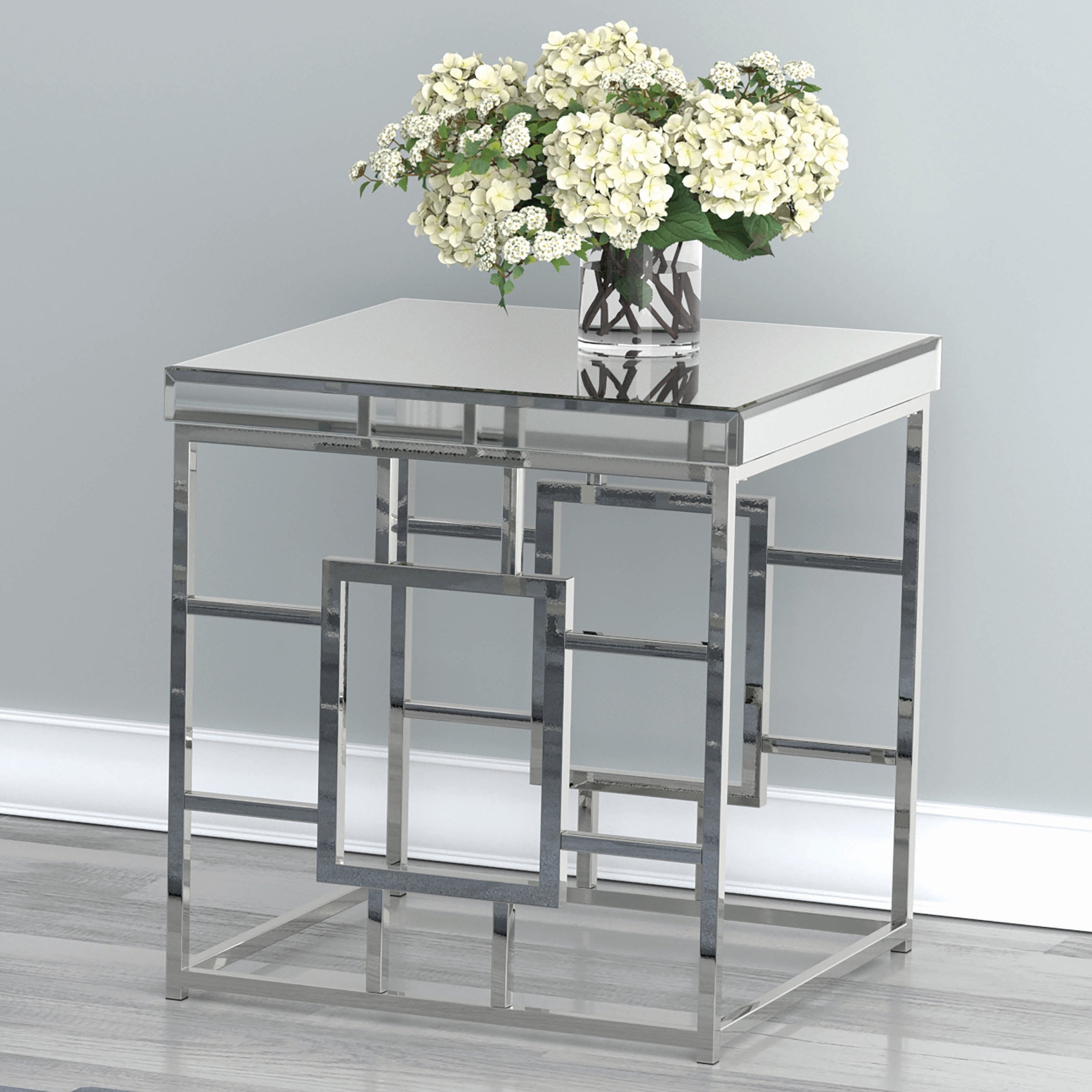 Coaster Furniture Dafina Chrome Geometric Frame Square End Table