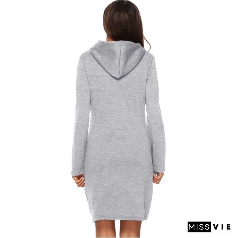 New Women Hoodie Dress Brand Printsd Long Sleeve Hoodie Casual Hooded Jumper Pockets Sweater Tops