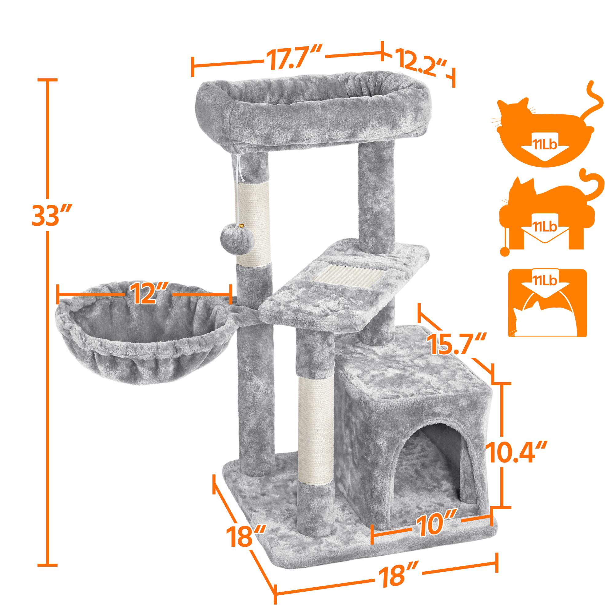 Topeakmart Light Gray Plush Cat Tree for Kittens， 33