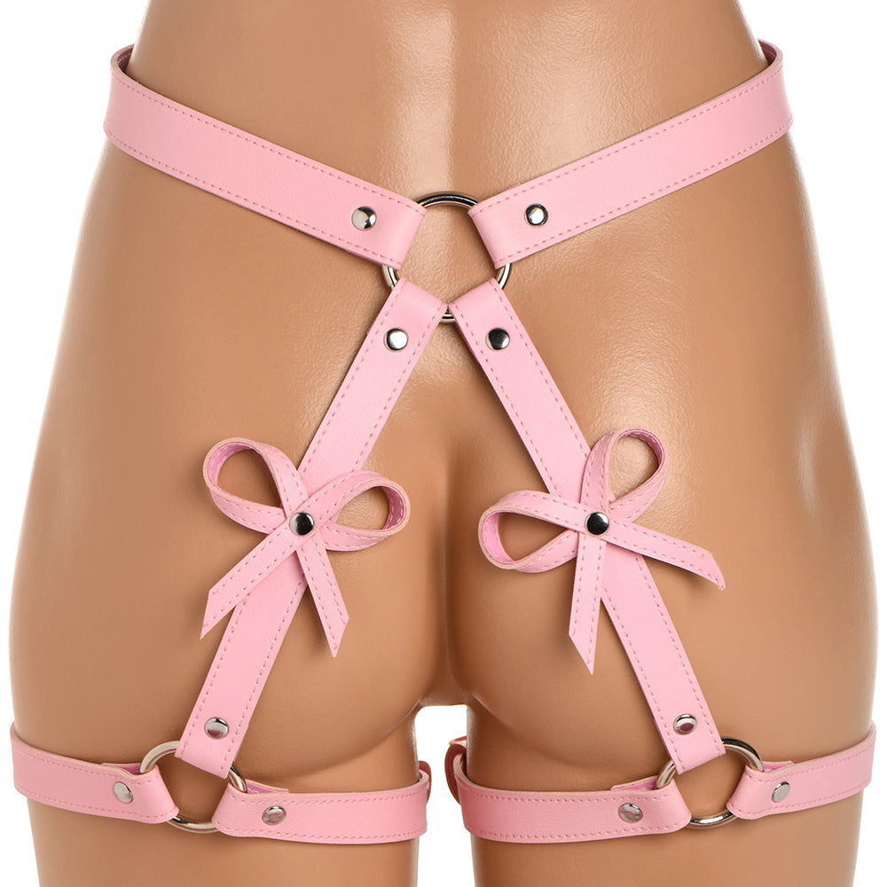 Strict Bondage Harness with Bows OSXL in Pink