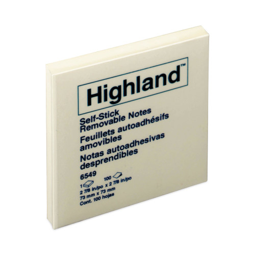 Highland Self-Stick Notes， 3 x 3， Yellow， 100-Sheet， 12/Pack (6549YW)