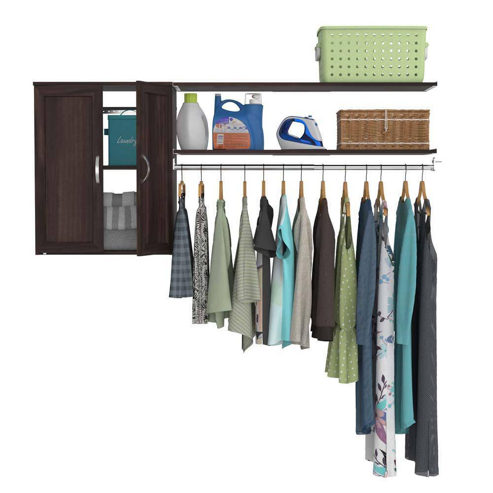 ClosetMaid Style+ 55.12 in. W - 121.12 in. W Modern Walnut Laundry Room Cabinet Kit with Top Shelves and Shaker Doors 10000-02190