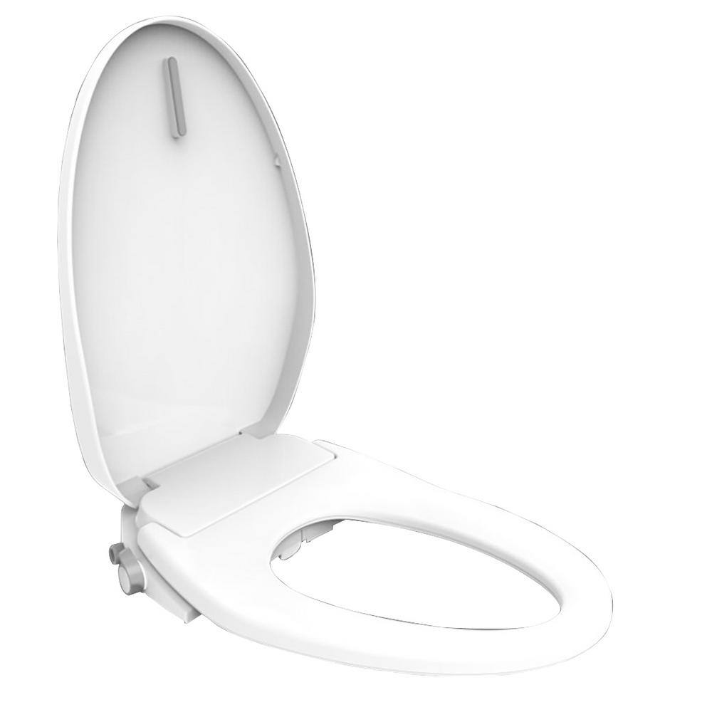 Aim to Wash! Electric Bidet Seat with Hot Water and Heated Seat for Elongated Toilet in White 01-2849