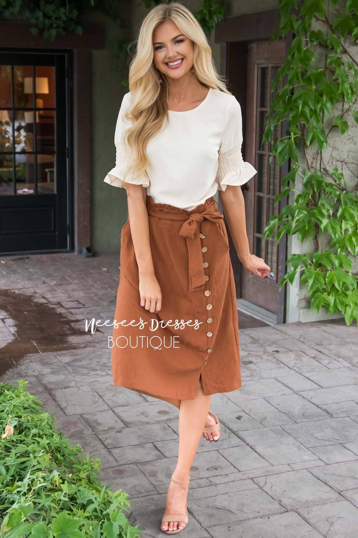 Lets Meet For Brunch Button Skirt