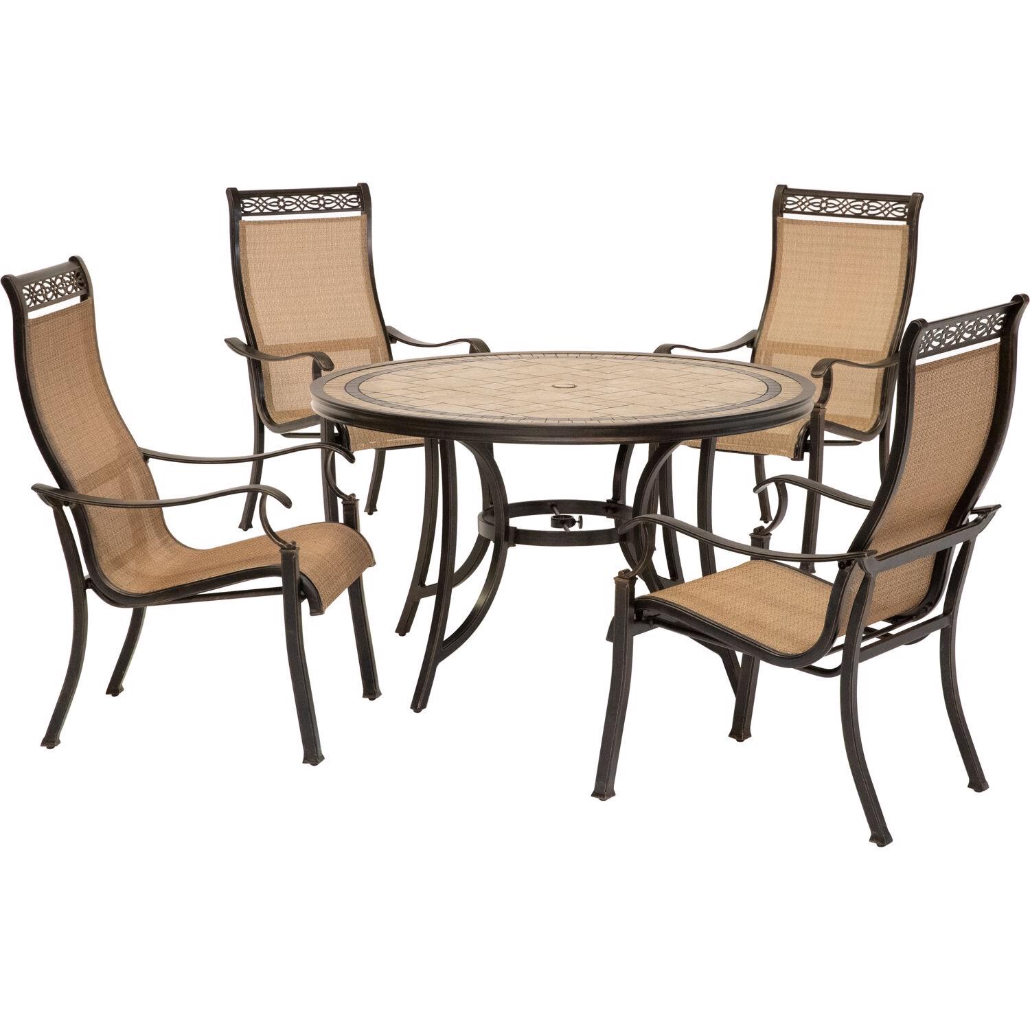 Hanover Monaco 5 pc Brown Aluminum Traditional Dining Set