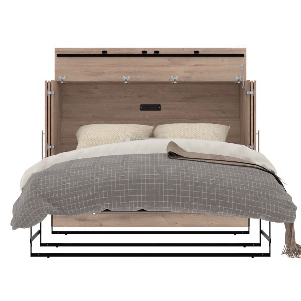 Bestar Pur by Bestar Full Cabinet Bed with Mattress in Rustic Brown