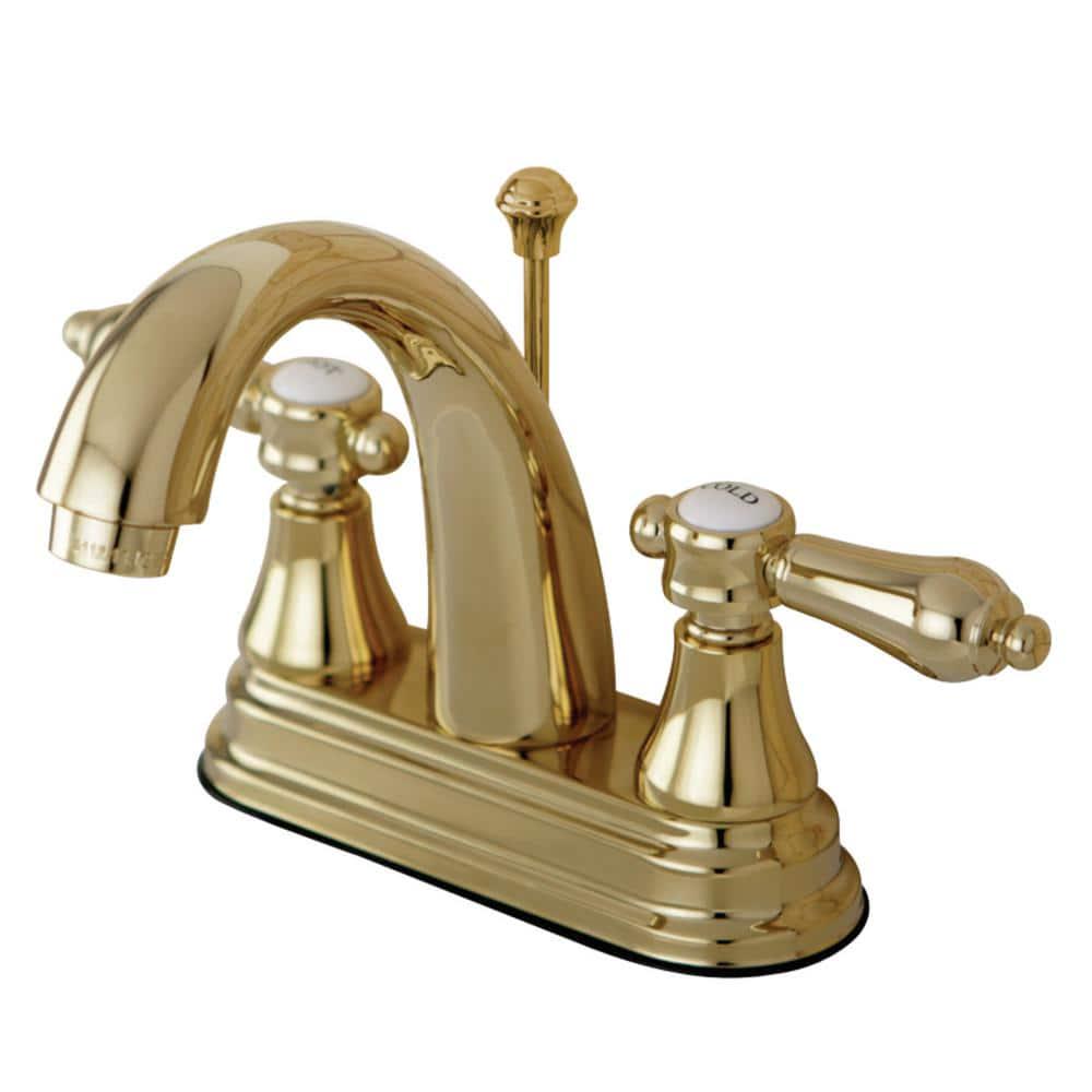 Kingston Brass Traditional 4 in Centerset 2Handle Bathroom Faucet in Polished Brass