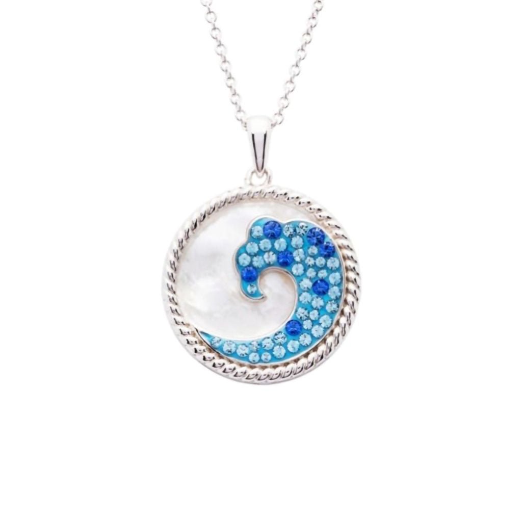 Ocean  Blue Wave Mother of Pearl Pendant