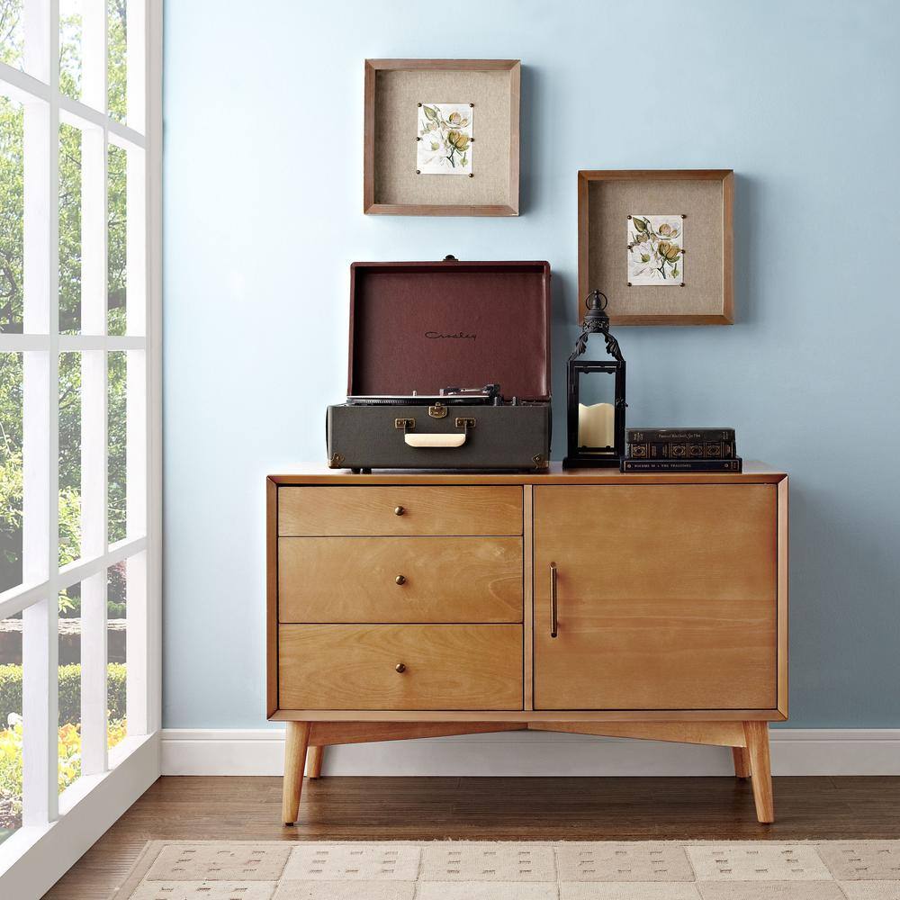 CROSLEY FURNITURE Landon 40 in. Acorn Rectangle Wood Console Table with Drawers CF1106-AC