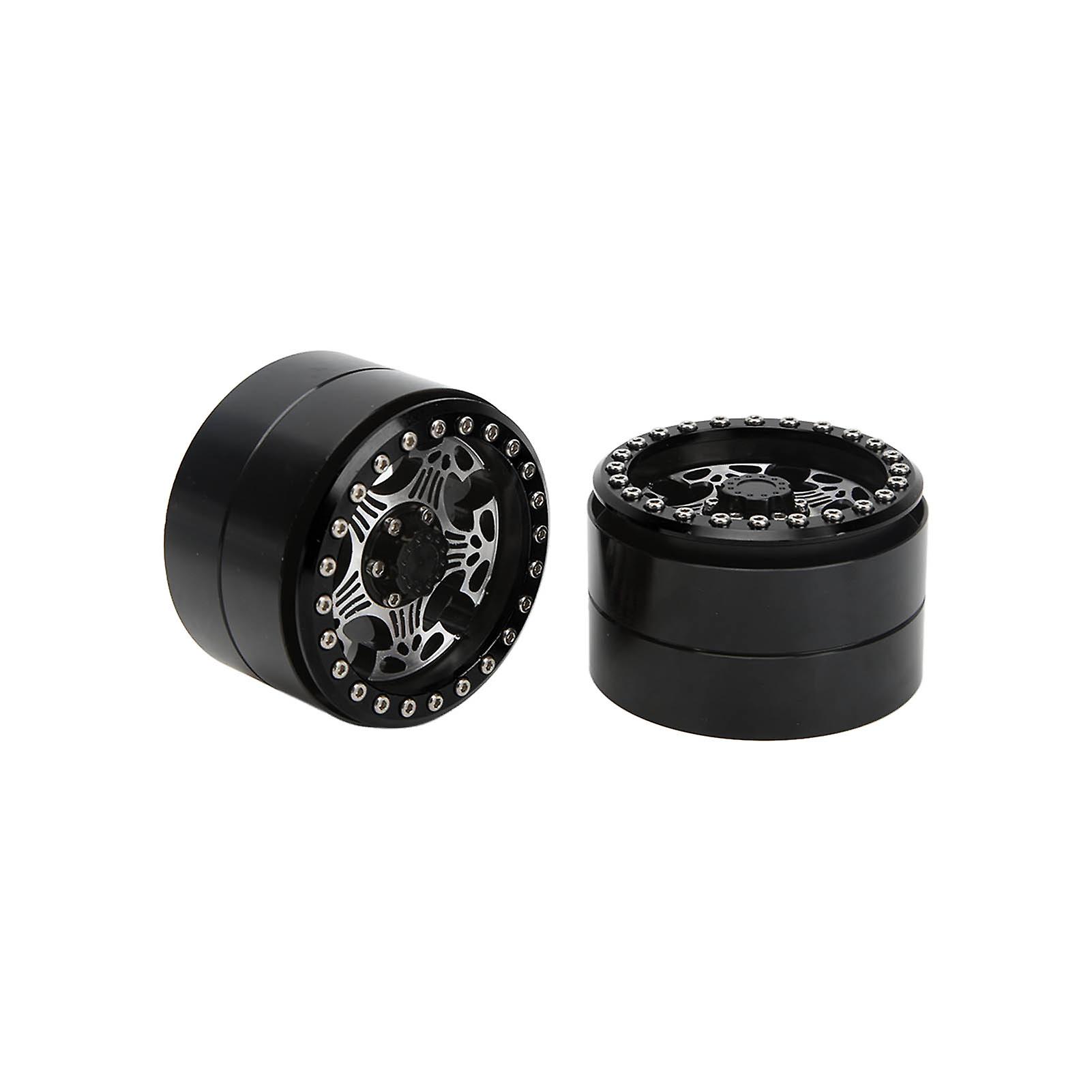 2pcs 2.2inch Rc Aluminum Beadlock Wheel Rims 5 Spoke Metal Wheel Hub For Axial Scx10 1/10 Rc Crawler Carblack