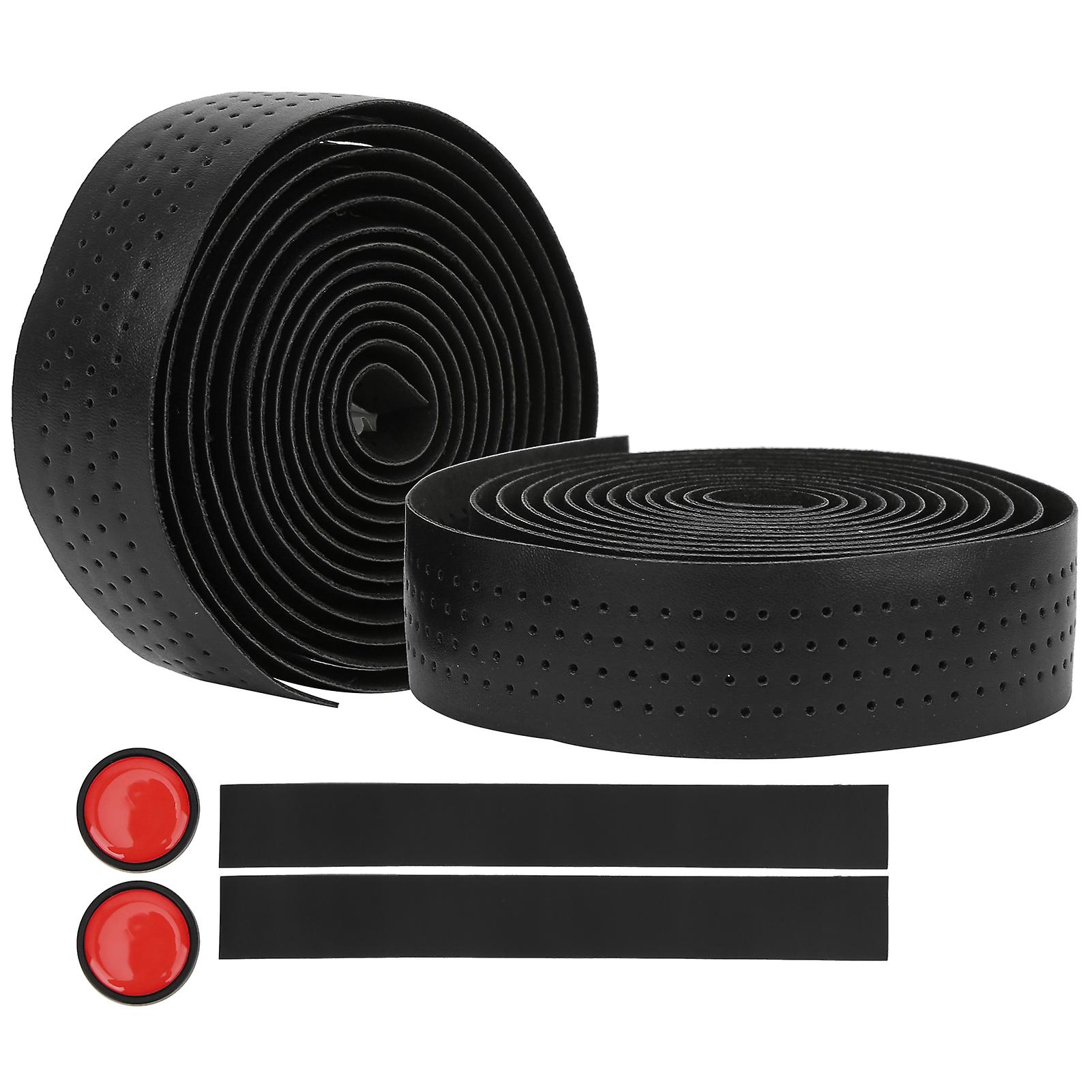 2pcs Cycling Pu Leather+eva Handlebar Belt Road Bike Antislip Bar Tape Handlebar Strapblack