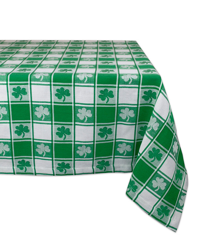 Design Imports Shamrock Woven Check Tablecloth 60 x 84