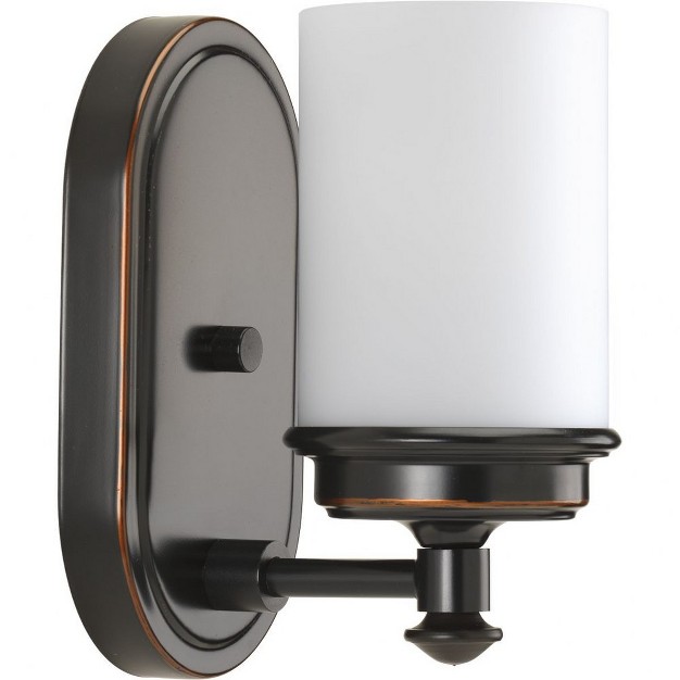 Progress Lighting Glide Collection 1 light Wall Sconce Rubbed Bronze Etched Opal Glass