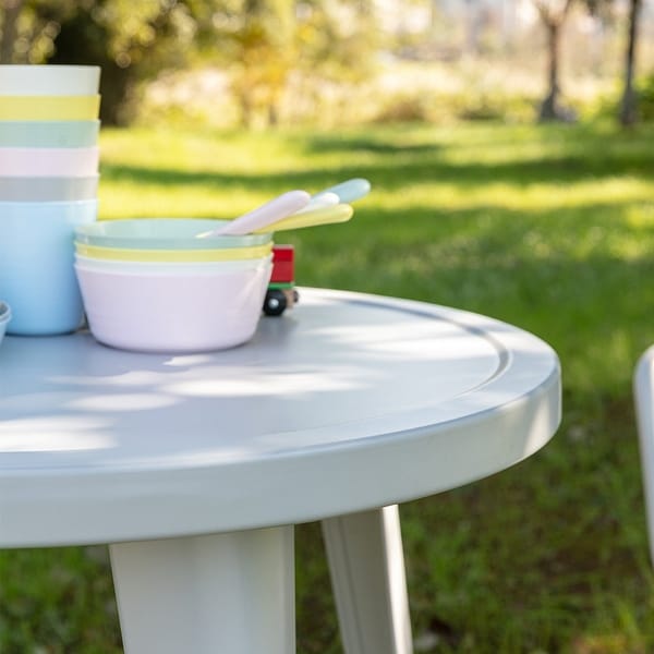 Coco Kids Outdoor White Metal Table and Chair Set