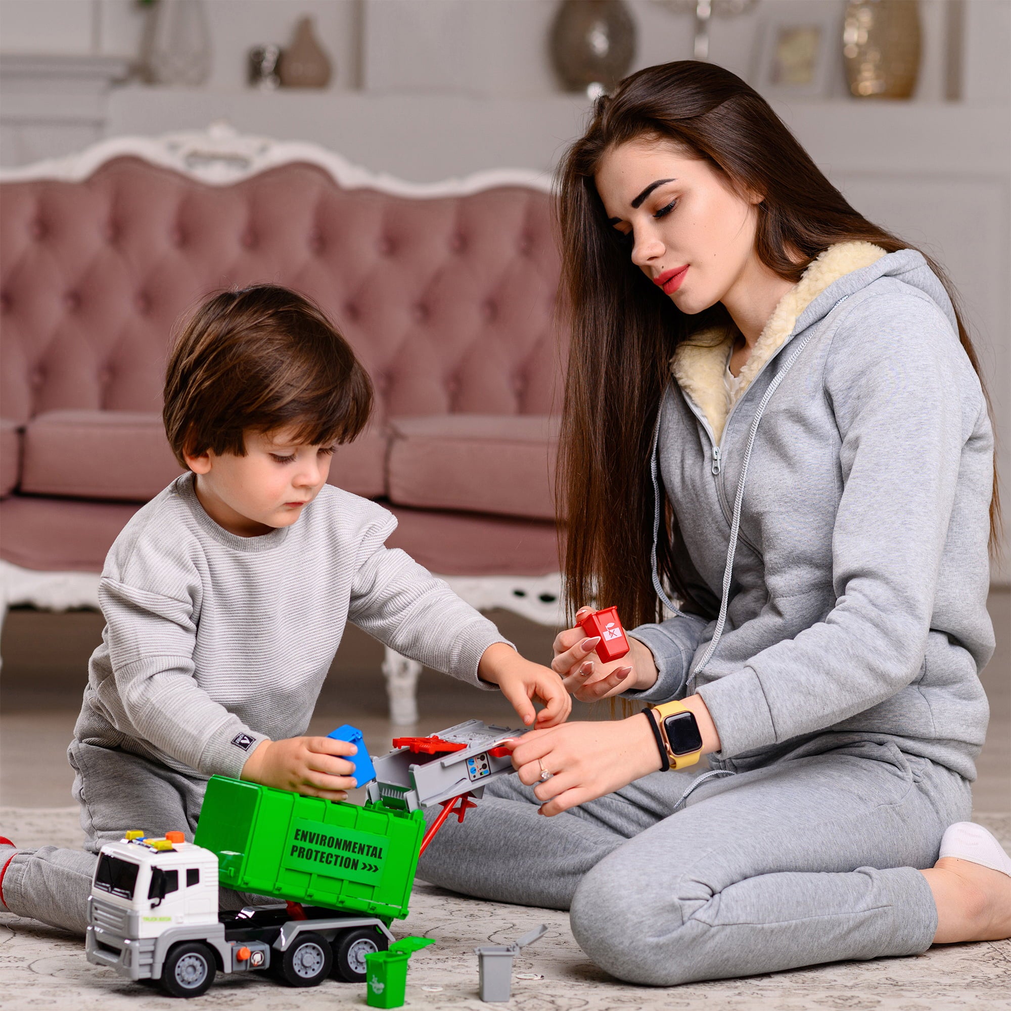 CifToys Garbage Truck Toys for Boys with Trash Cans， Friction Play Vehicle， Ages 3 - 8 Years