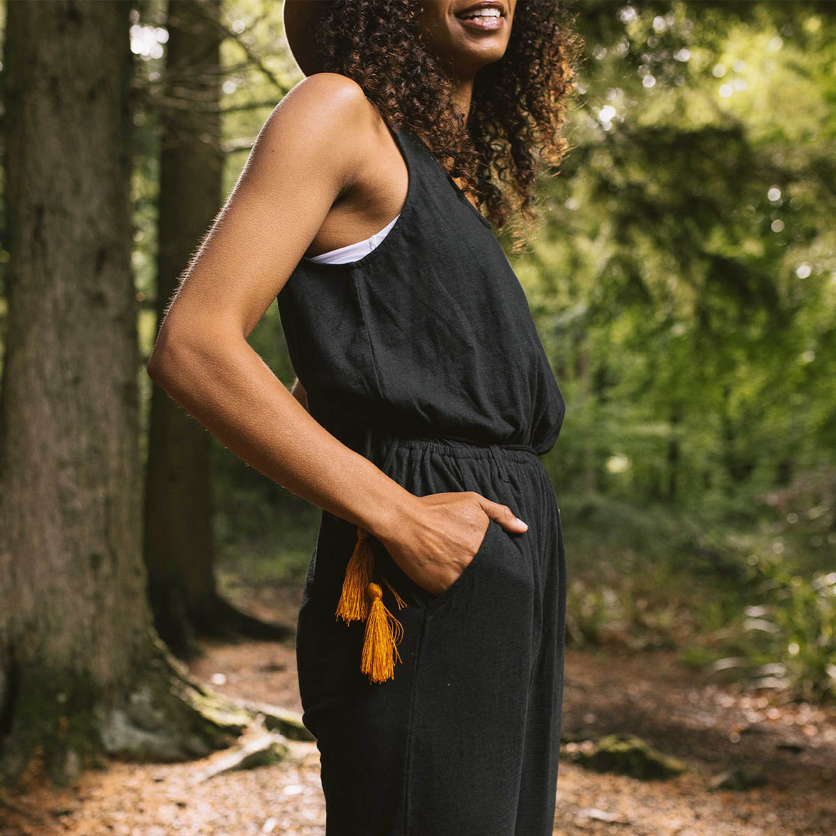 Eva Recycled Cotton Jumpsuit - Black