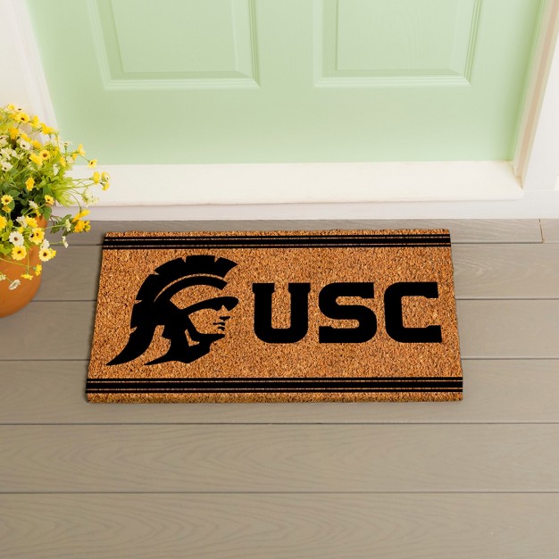 Evergreen University Of Southern California Logo Turf Mat Brown 28 X 16 Inches Indoor Outdoor Doormat