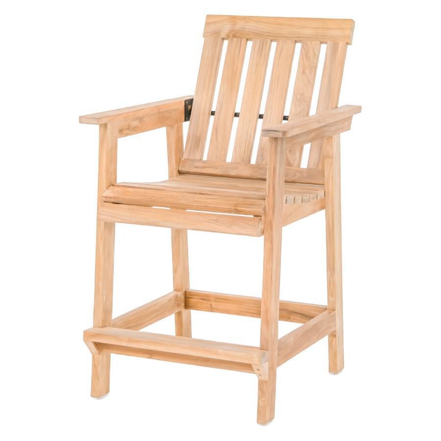 Signature Sabine Landing Teak Patio Reclining Bar Stool