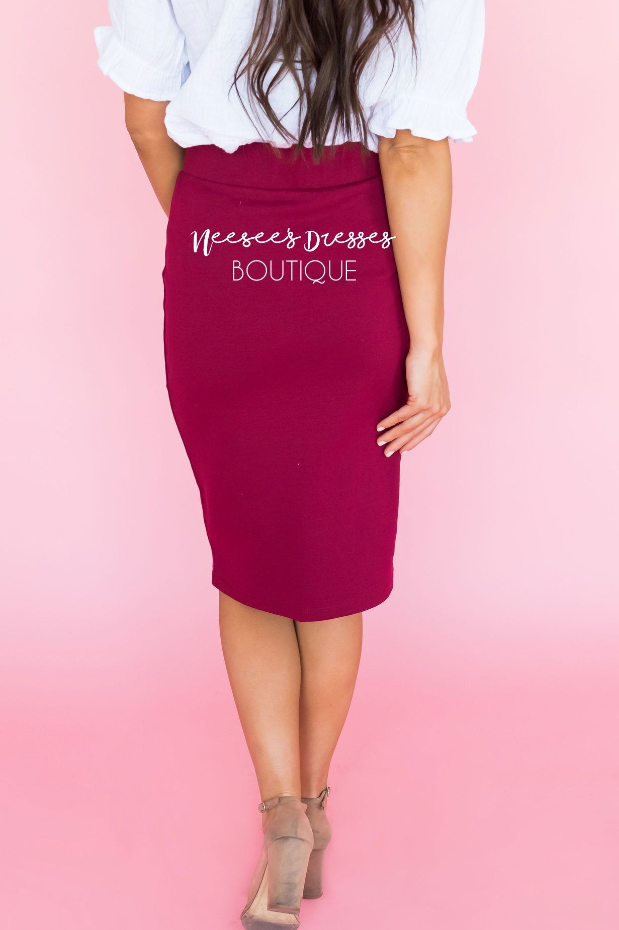 Perfect Fit Cranberry Pencil Skirt