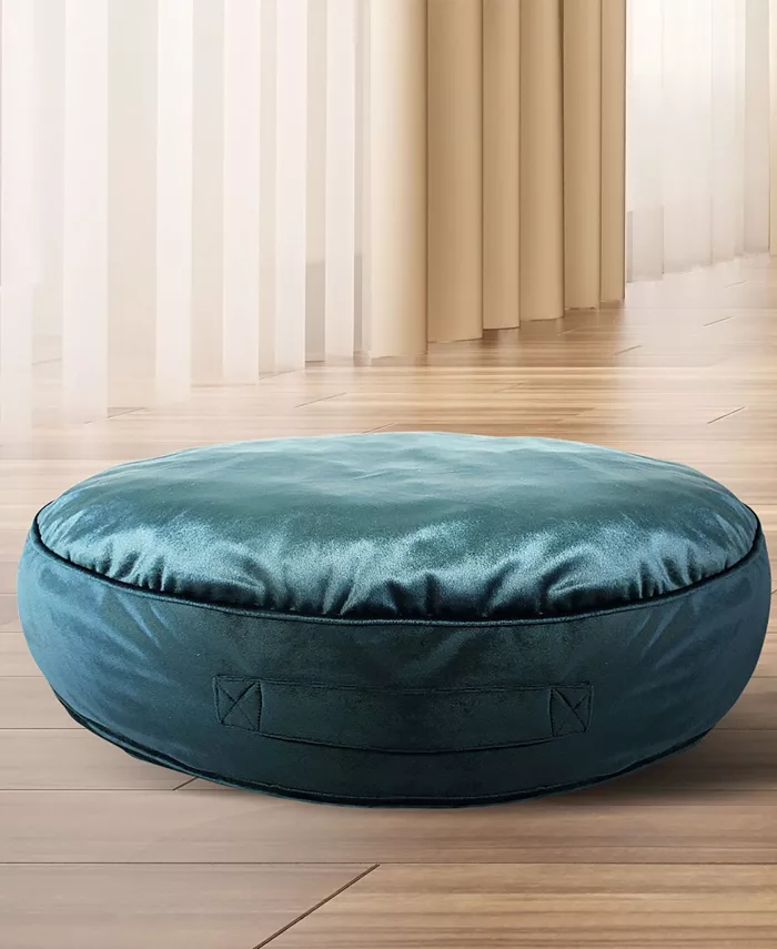 Edie@Home Panne Velvet Round Floor Pillow，  Round 24