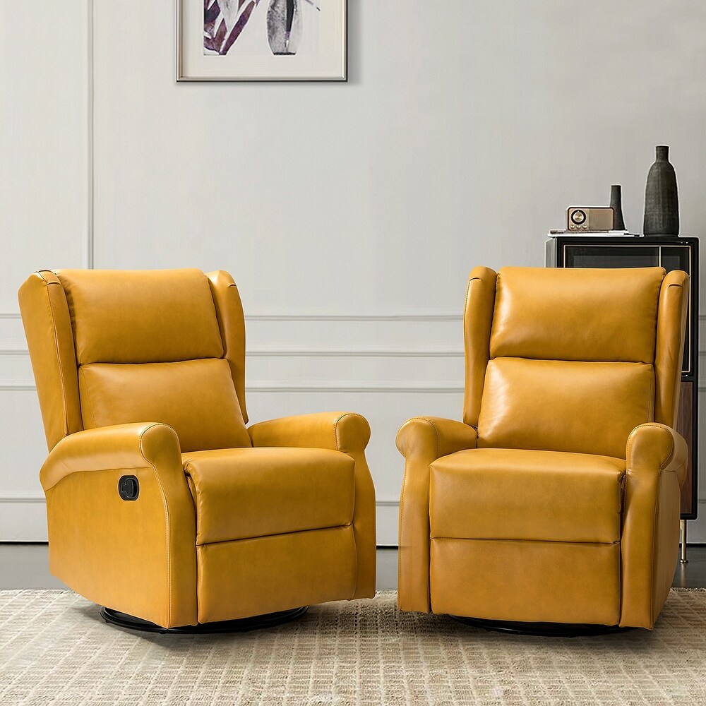 Baksoho Contemporary Leather Swivel Nursery Chair with Metal Base Set of 2 by HULALA HOME