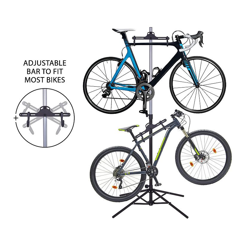 RaxGo Freestanding and Foldable Design， Adjustable Bike Storage Rack for 2 Bikes