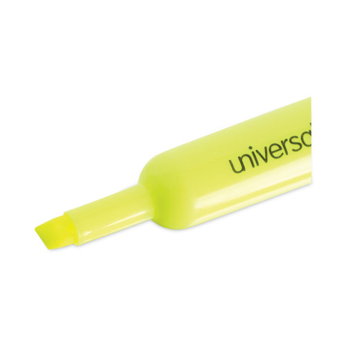 Universal Desk Highlighters， Chisel Tip， Fluorescent Yellow， Dozen (08861)